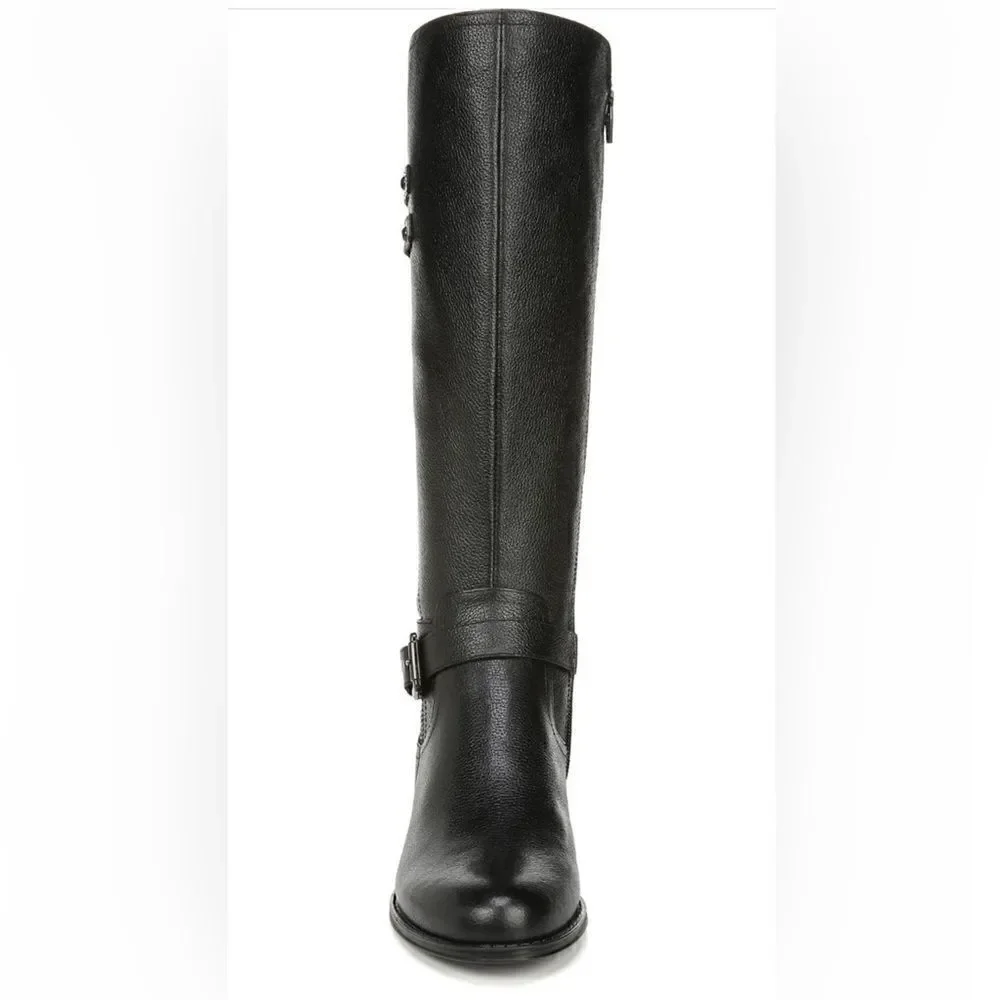 Naturalizer Women’s Jackie leather tall riding  wide calf black boot size 5, NIB